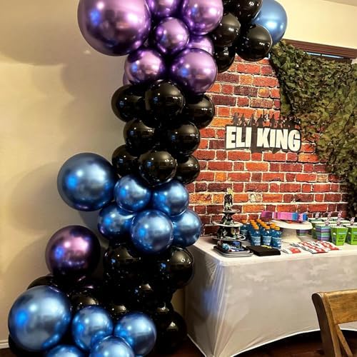 60pcs 12in Metallic Blue Purple Teal Balloons