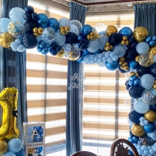 Blue Gold Balloon Garland Arch Kit for Party Decor