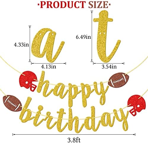 Happy Birthday Football Banner with Gold Glitter