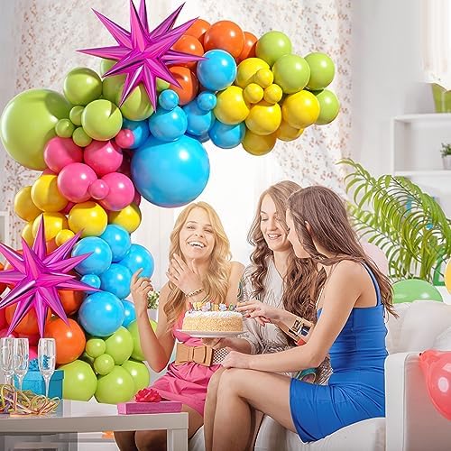 Rainbow Balloon Arch with 22in Star Foil Balloons