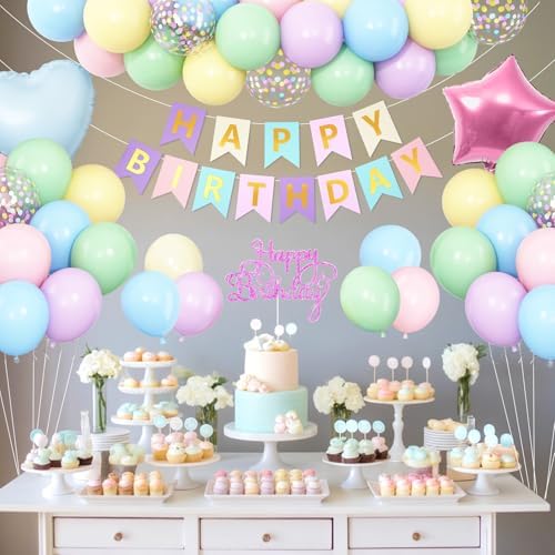 Vibzox Pastel Birthday Balloons Decor Set
