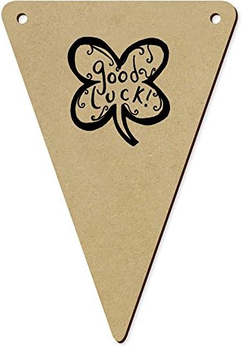 Azeeda 5 x 140mm Good Luck Clover Wooden Bunting Flags
