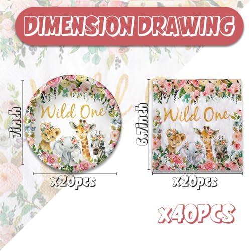 40PCS Wild One Animal Party Supplies Set