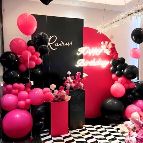 Pink and Black Balloons 60PCS Decor Set for Parties