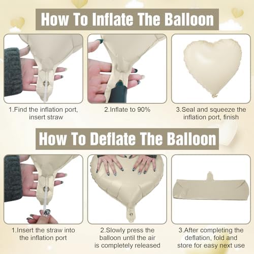 GRESATEK 10Pc Cream White Heart Balloons 18Inch