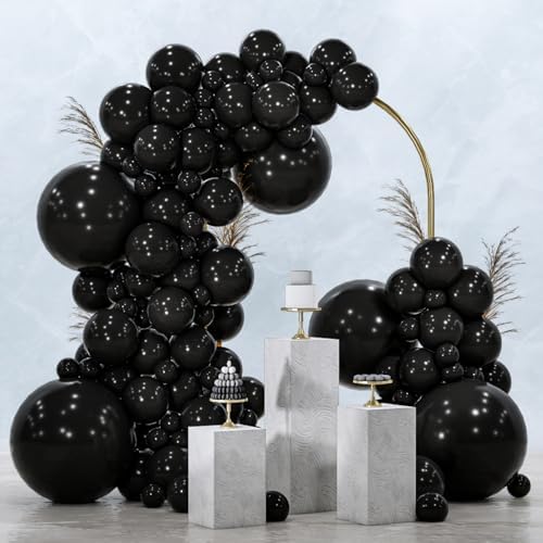 PartyWoo Black Balloons 142 PCS Arch Garland Kit
