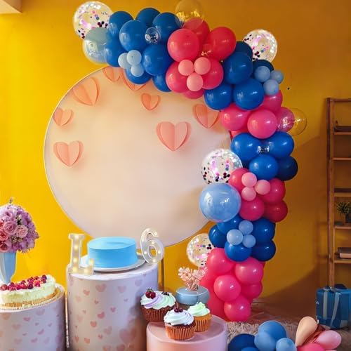 60pcs 12 Inch Pink Blue Balloons Set Confetti Birthday Decorations