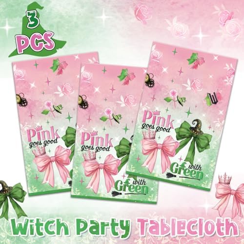 XFongFron Party Decor Tablecloths 3 Pcs Pink Green Bow Design