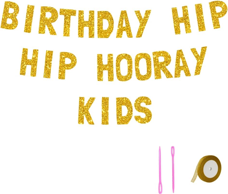Meowoo Birthday Banner with Glittery Gold Letters