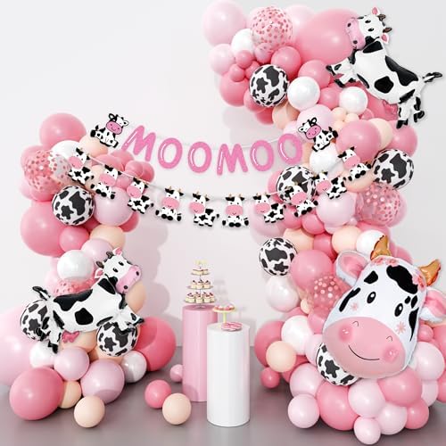 Pink Cow Balloons Garland Arch Kit for Party Decorations