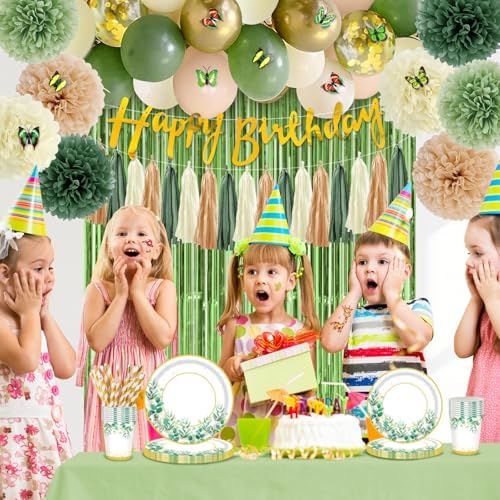 226 Pcs Sage Green Birthday Decorations for Women Girls