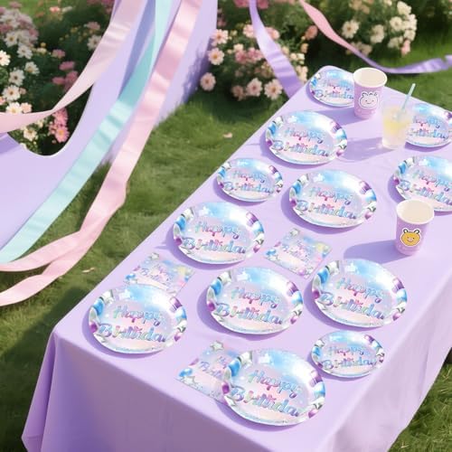 Grencian Iridescent Birthday Party Decorations 96 Pcs Set