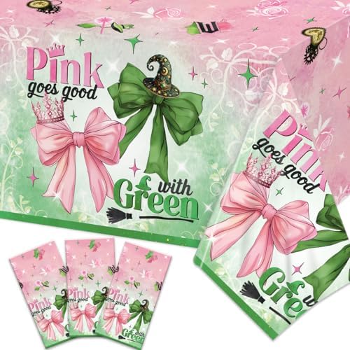 XFongFron Party Decor Tablecloths 3 Pcs Pink Green Bow Design