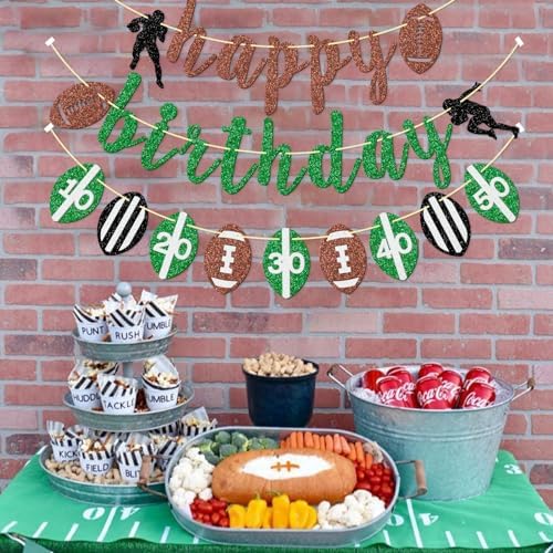 Football Birthday Banner Set with Glitter