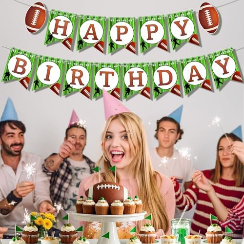 Football Birthday Banner with String Flags