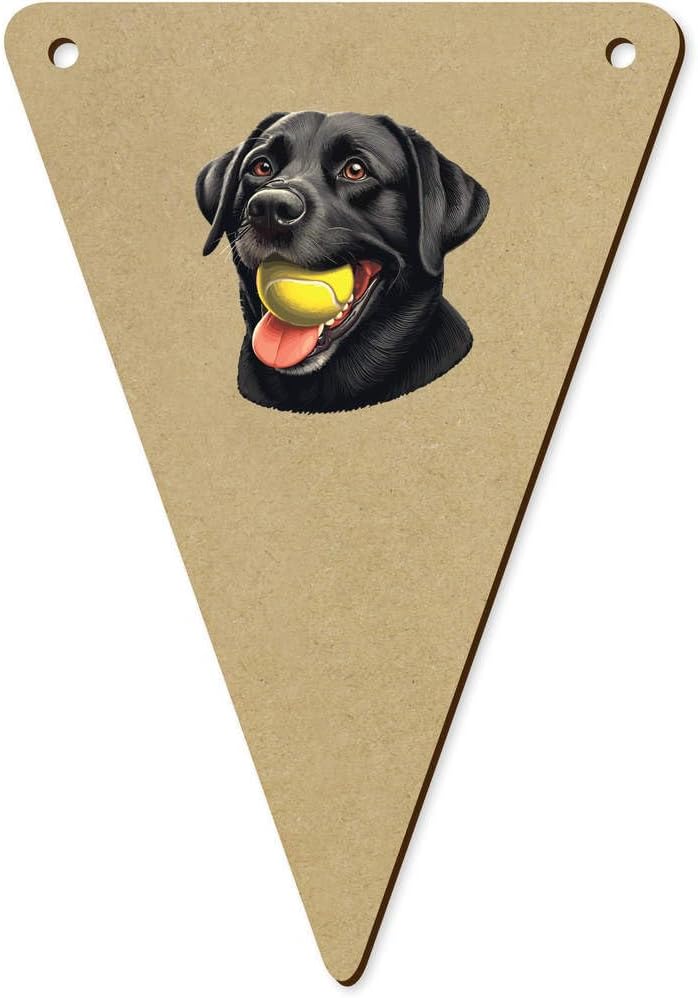 5 x 140mm Black Labrador with Ball Wooden Bunting Flags
