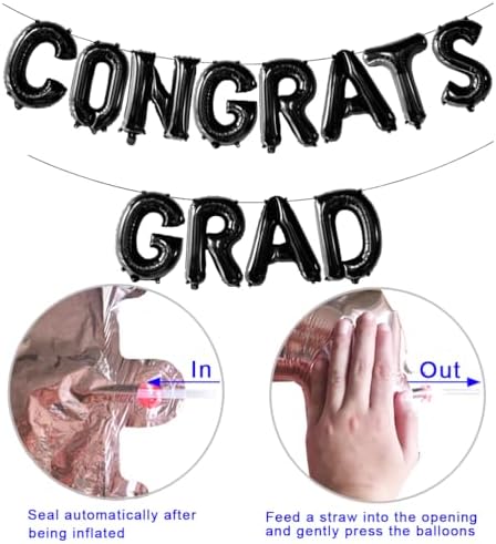 Black Graduation Congratulations Balloon Banner Kit 2025