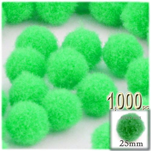 The Crafts Outlet 1000 Piece Multi Purpose Pom Poms Neon Green 25mm