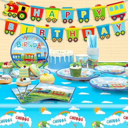 Train Birthday Party Supplies 128pcs Set