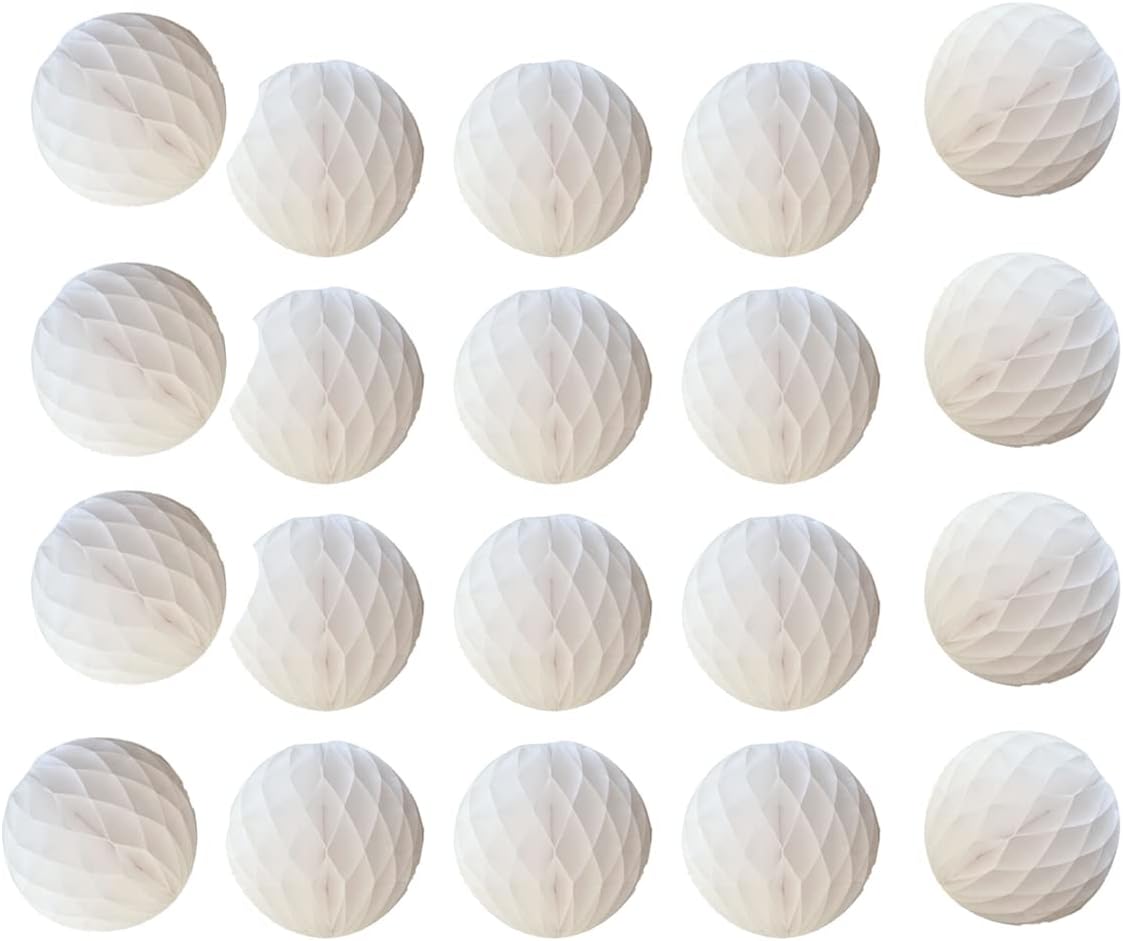 20pcs White Honeycomb Flower Balls for Decorations