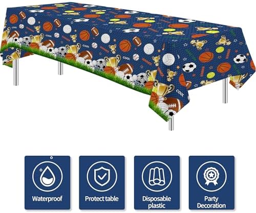 Owelleny Sports Birthday Tablecloth Set 3Pcs
