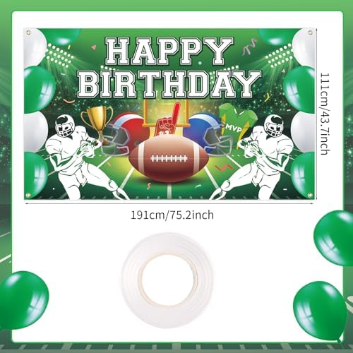 Large Football Birthday Banner for Kids Boys Party Decorations