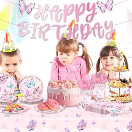 170 Pack Butterfly Party Decorations for 24 Guests