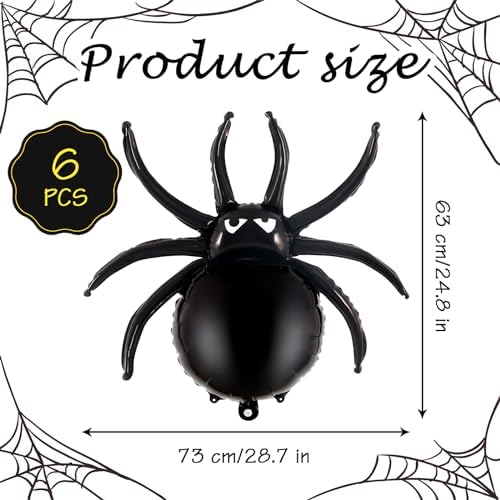 YOTHORN 6 Pcs 33 Inch Halloween Spider Balloons Foil Decorations