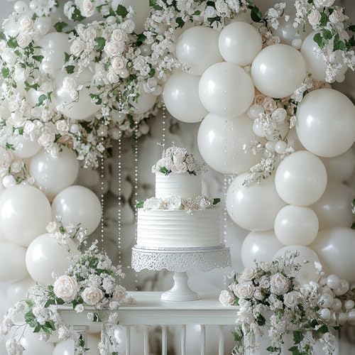 PartyWoo Pearl White Balloons 85pcs Arch Kit Garland Decorations