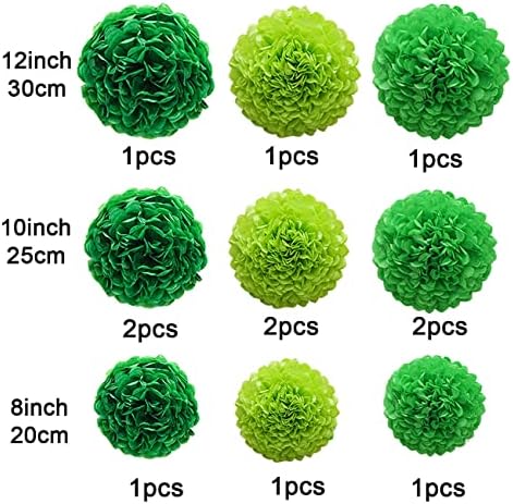 12pcs Green Tissue Paper Pom Poms for Party Decor