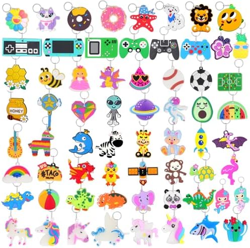 65 PCS Cute Keychains for Kids Party Favors