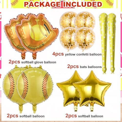 HEPAPATE Softball Themed Balloons Party Decor 12pcs Set