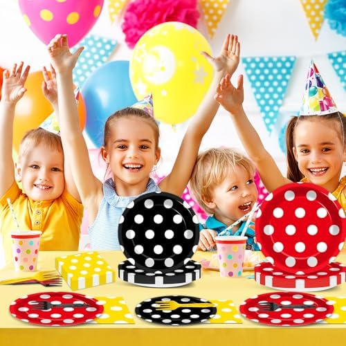 96 Pcs Cartoon Mouse Party Plates and Napkins Set