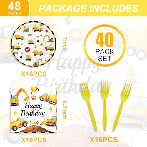 48PCS Construction Party Supplies for Kids