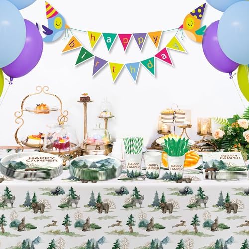 Camping Birthday Party Supplies Set for 24 Guests