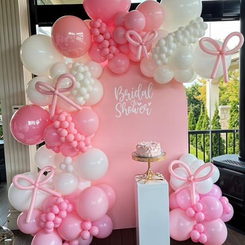 Pink Bow Balloon Arch Kit 91 Pcs Birthday Decor