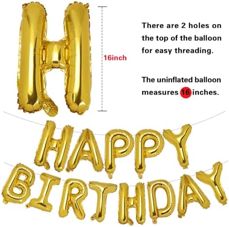 Gold Happy Birthday Banner 16 Inch Reusable Inflatable Decor