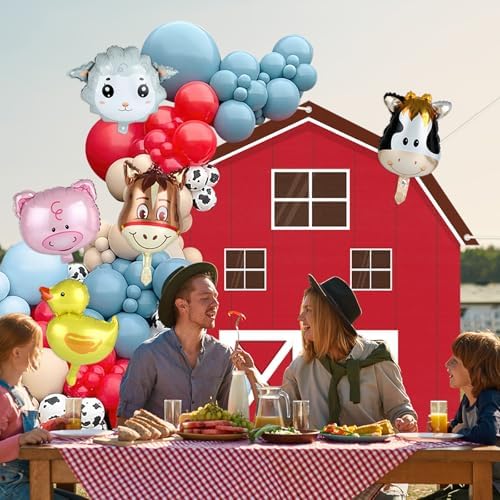 Farm Animals Party Decoration Set with Cow Balloons and Backdrop