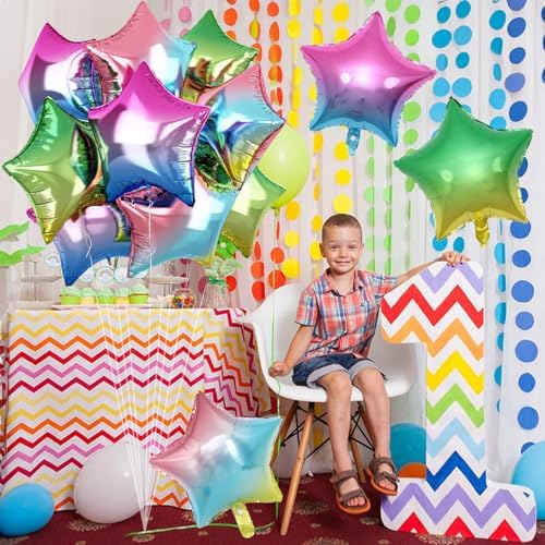 TAOYE Gradient Star Foil Balloons 18 Inch Pack of 9
