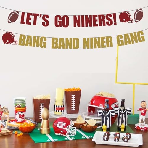 Lets Go Niners Glitter Banner Football Decor