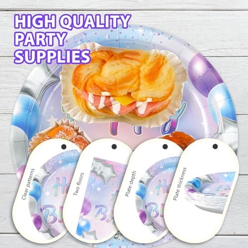 Grencian Iridescent Birthday Party Decorations 96 Pcs Set