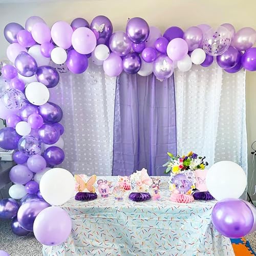 Lavender Purple Balloons Set with Confetti and Ribbons