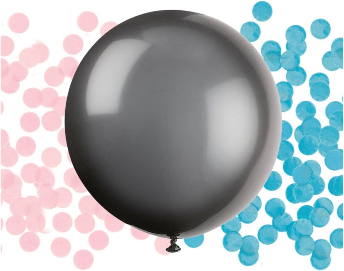 Black Giant Gender Reveal Balloon with Confetti 24 Inch 1 Count