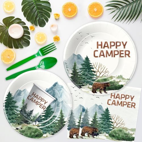 Camping Birthday Party Supplies Set for 24 Guests