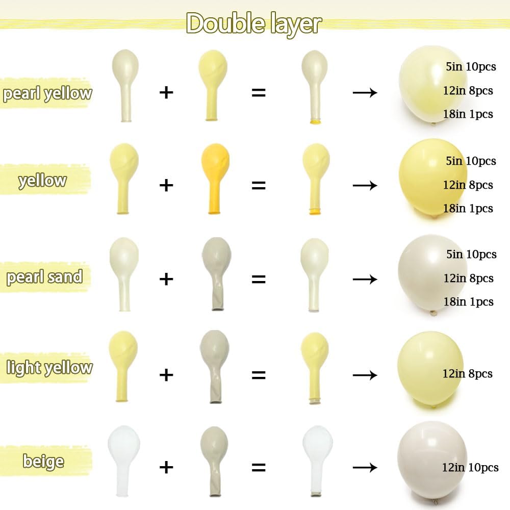 Pastel Yellow Balloon Arch Kit for Parties and Events
