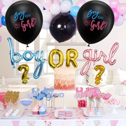 2pcs Gender Reveal Balloons with Pink Blue Confetti