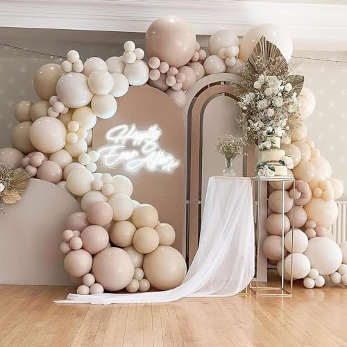 Sand White Balloon Garland Kit with 124Pcs Arch