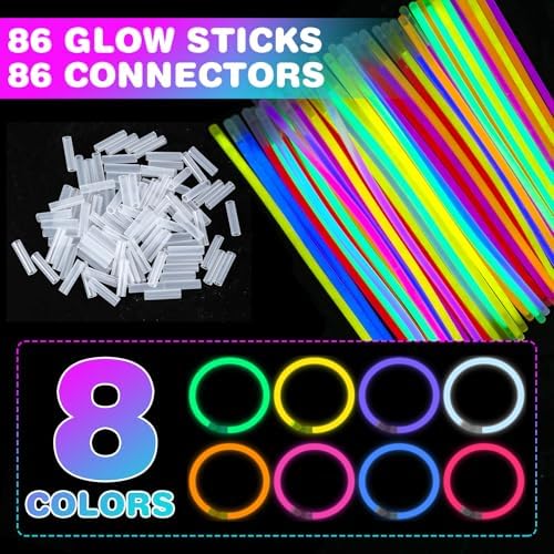 YixangDD 86 PCS Ultra Bright Glow Sticks Party Pack