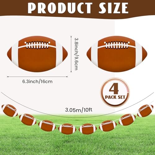 4 Pcs Football Banners for Sports Party Decorations
