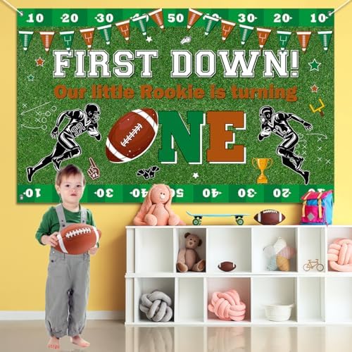 Football 1st Birthday Banner for Boys 5x3ft